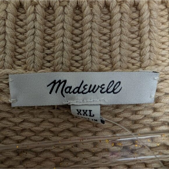 NEW Madewell Stripe Textured Cotton Crewneck Sweater Size XXL Beige Cozy NS655 - Picture 5 of 11